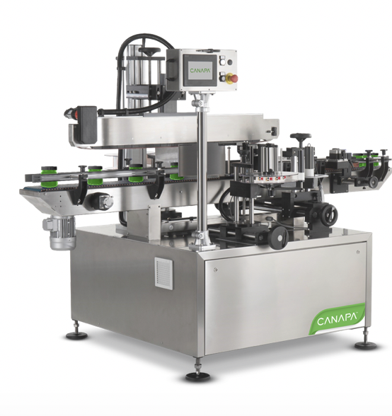 Cannabis bottle container labeling machine