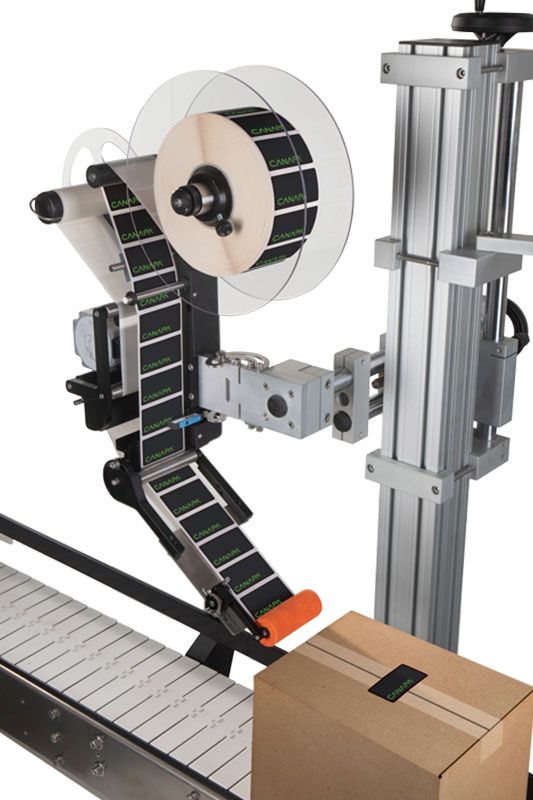 Cannabis package labeling machine