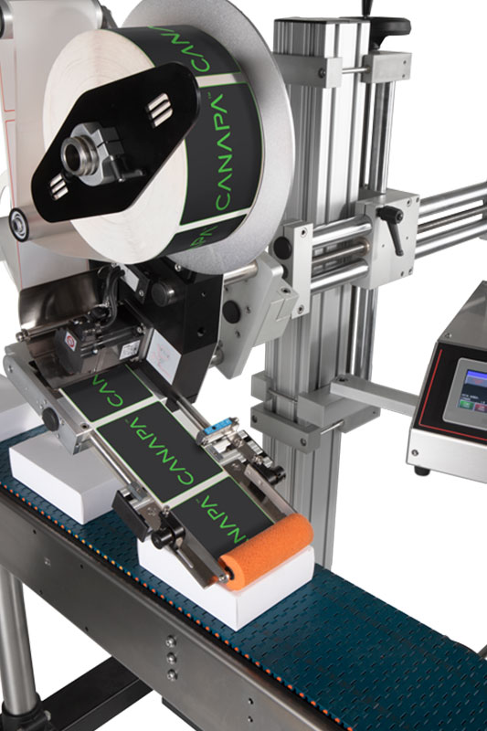 Cannabis top label packaging machine