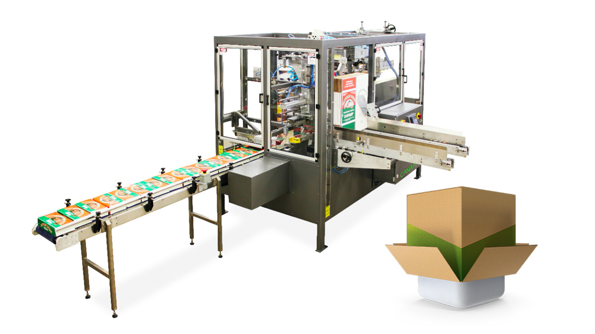 bottom loading case packing machine with example end product