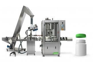 Canapa capping machine for marijuana products with example bottle