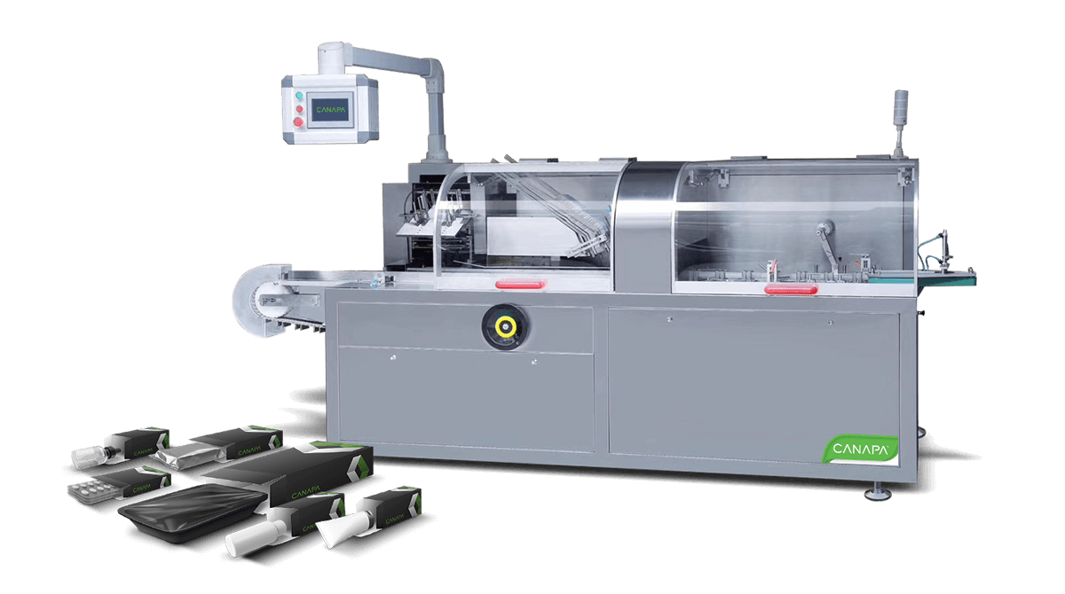 Manual horizontal infeed cartoner for cannabis packaging