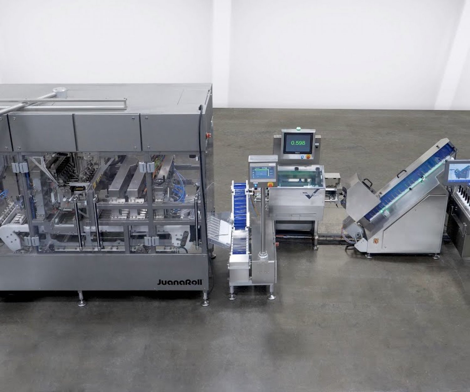 Turn-key JuanaRoll pre-roll packaging system with tube or tray loading